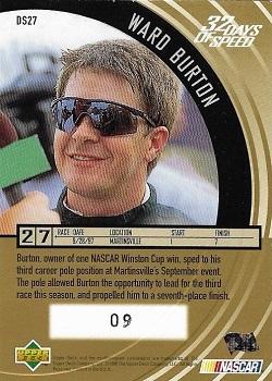 1998 Upper Deck Victory Circle - 32 Days of Speed Gold #DS27 Ward Burton Back
