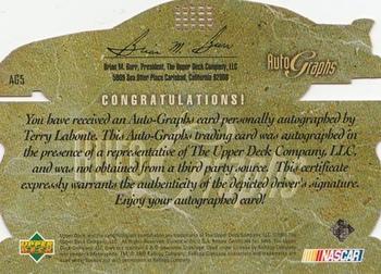 1998 Upper Deck Victory Circle - AutoGraphs #AG5 Terry Labonte Back