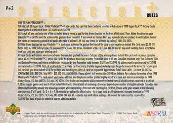 1998 Upper Deck Victory Circle - Predictor Plus #P+3 Dale Jarrett Back