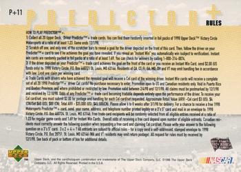 1998 Upper Deck Victory Circle - Predictor Plus #P+11 Brett Bodine Back