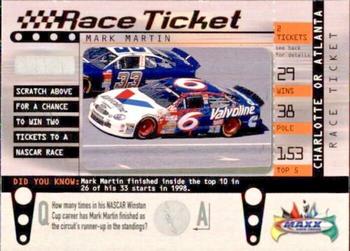 1999 Maxx - Race Ticket #RT19 Mark Martin's Car Front