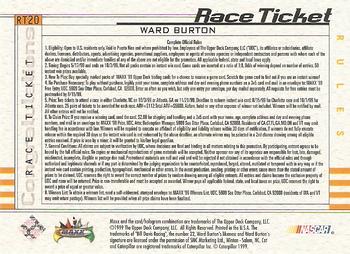 1999 Maxx - Race Ticket #RT20 Ward Burton's Car Back