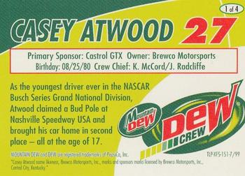 1999 Press Pass Dew Crew #1 Casey Atwood Back