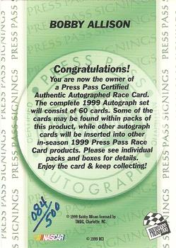 1999 Press Pass - Signings #NNO Bobby Allison Back