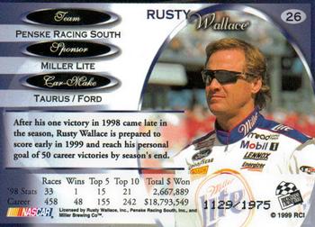 1999 Press Pass Premium - Reflectors #26 Rusty Wallace Back