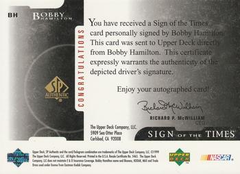 1999 SP Authentic - Sign of the Times #BH Bobby Hamilton Back
