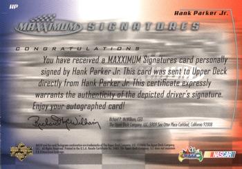 2000 Maxximum - Signatures #HP Hank Parker Jr. Back