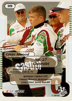 2000 Press Pass Trackside - Die Cuts #39 Casey Atwood Back