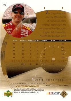 2000 SP Authentic - Overdrive Silver #22 John Andretti Back