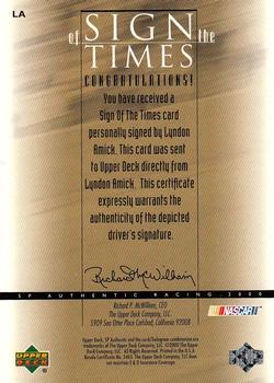 2000 SP Authentic - Sign of the Times #LA Lyndon Amick Back
