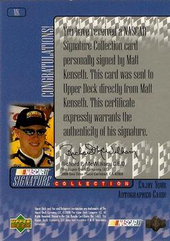 2000 Upper Deck Victory Circle - Signature Collection #MK Matt Kenseth Back