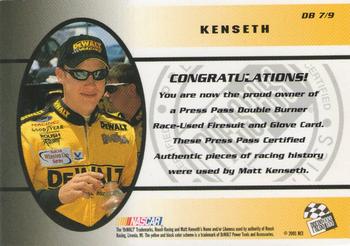 2001 Press Pass - Double Burner #DB 7 Matt Kenseth Back