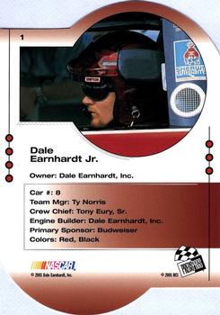 2001 Press Pass Trackside - Die Cuts #1 Dale Earnhardt Jr. Back