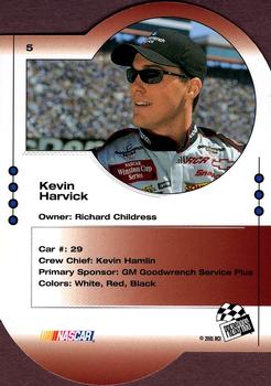 2001 Press Pass Trackside - Die Cuts #5 Kevin Harvick Back