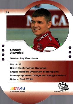 2001 Press Pass Trackside - Die Cuts #31 Casey Atwood Back