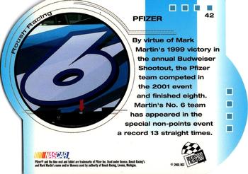 2001 Press Pass Trackside - Die Cuts #42 Mark Martin's Car Back
