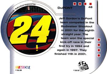 2001 Press Pass Trackside - Die Cuts #48 Jeff Gordon's Car Back