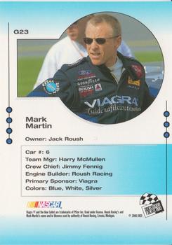 2001 Press Pass Trackside - Golden #23 Mark Martin Back