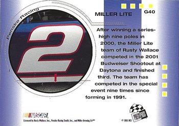 2001 Press Pass Trackside - Golden #40 Rusty Wallace's Car Back