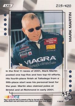 2001 Press Pass VIP - Laser Explosive #LX2 Mark Martin Back