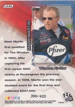 2001 Press Pass VIP - Laser Explosive #LX46 Mark Martin Back