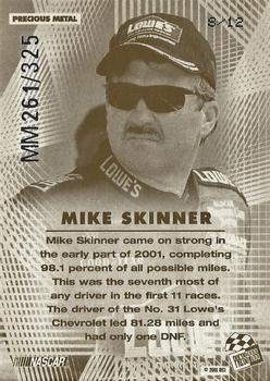 2001 Press Pass VIP - Mile Masters Precious Metal #8 Mike Skinner Back