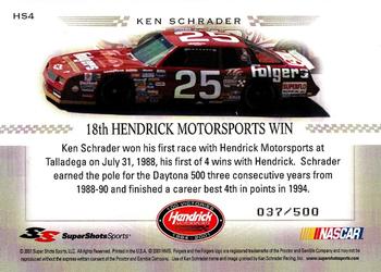 2001 Super Shots Hendrick Motorsports - Silver #HS4 Ken Schrader Back