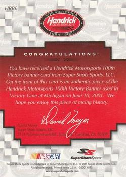 2001 Super Shots Hendrick Motorsports - Victory Banners #HRB6 Tim Richmond Back