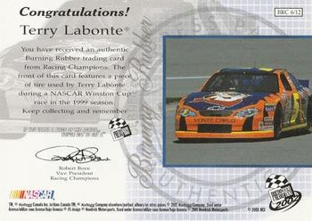 2002 Press Pass - Burning Rubber Cars #BRC 6 Terry Labonte's Car Back