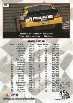 2002 Press Pass - Platinum #P5 Ward Burton Back