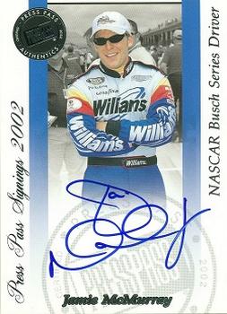 2002 Press Pass - Signings #NNO Jamie McMurray Front