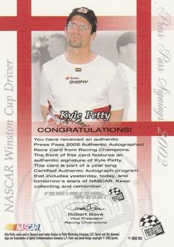 2002 Press Pass - Signings #NNO Kyle Petty Back
