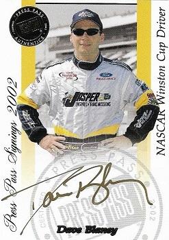 2002 Press Pass - Signings Gold #NNO Dave Blaney Front