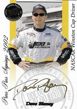 2002 Press Pass - Signings Gold #NNO Dave Blaney Front