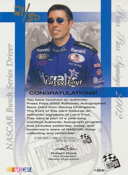2002 Press Pass - Signings Gold #NNO Larry Foyt Back