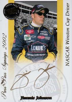 2002 Press Pass - Signings Gold #NNO Jimmie Johnson Front