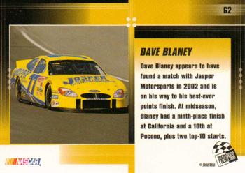 2002 Press Pass Optima - Gold #G2 Dave Blaney Back