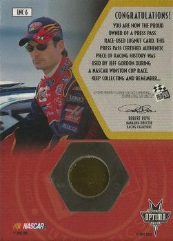 2002 Press Pass Optima - Race Used Lugnuts Cars #LNC 6 Jeff Gordon's Car Back