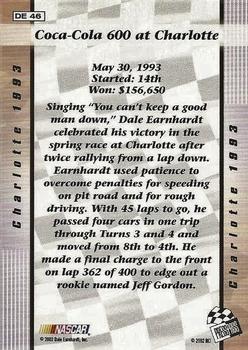 2002 Press Pass Premium - Dale Earnhardt Top 8 Victories #DE 46 Dale Earnhardt - Charlotte 1993 Back