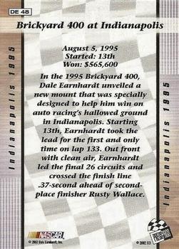 2002 Press Pass Premium - Dale Earnhardt Top 8 Victories #DE 48 Dale Earnhardt - Indianapolis 1995 Back