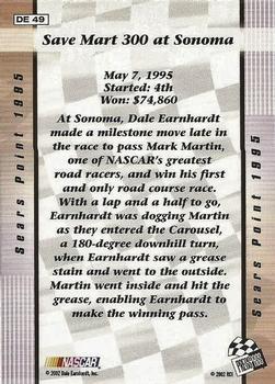 2002 Press Pass Premium - Dale Earnhardt Top 8 Victories #DE 49 Dale Earnhardt - Sears Point 1995 Back