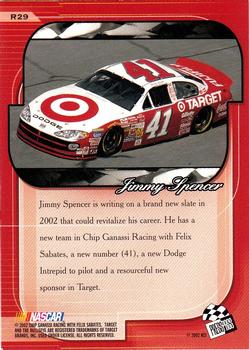 2002 Press Pass Premium - Red Reflectors #R29 Jimmy Spencer Back