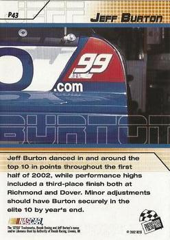2002 Press Pass Stealth - Gold #P43 Jeff Burton Back