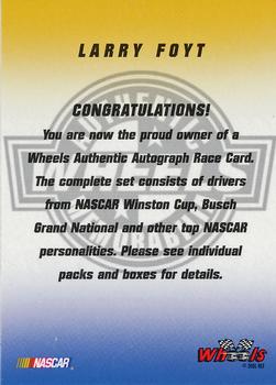 2002 Wheels High Gear - Autographs #NNO Larry Foyt Back