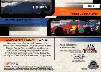 2003 Press Pass Eclipse - Under Cover Double Cover #DC 5 Terry Labonte / Jimmie Johnson Back