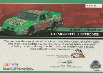 2003 Press Pass Eclipse - Under Cover Driver Series Gold #UCD 6 Bobby Labonte Back