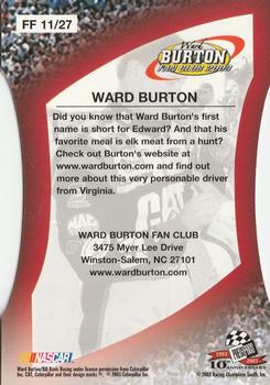 2003 Press Pass Optima - Fan Favorite #FF 11 Ward Burton Back