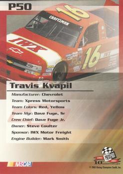 2003 Press Pass Trackside - Gold Holofoil #P50 Travis Kvapil Back