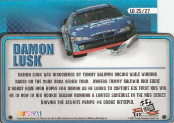 2003 Press Pass Trackside - License to Drive #LD 25 Damon Lusk Back