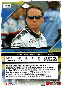 2003 Wheels High Gear - First Gear #F2 Dave Blaney Back